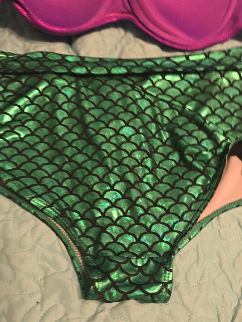 Disney Ariel Bikini: Purple Shells And Green Scale High Waist Bottoms - Picture 13 of 15
